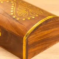 Шкатулка "Глу" 18х12,8х8 см, дерево шишам, латунь