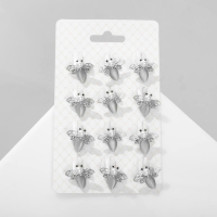 Брошь &laquo;Пчела&raquo; с ажурными крыльями, цвет белый в серебре (неделимая фасовка 12 шт., цена за шт.)