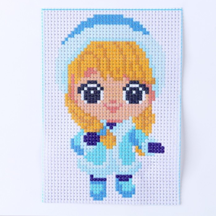 Вышивка крестиком на новый год &laquo;Милая Снегурочка&raquo;, 14 х 10 см, новогодний набор для творчества