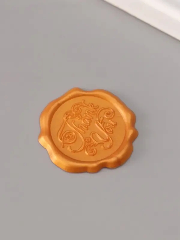 Сургучный оттиск &laquo;Спасибо&raquo;, декоративный элемент для приглашений, конвертов и сертификатов, золото, d=3.2 см