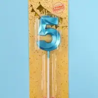 Свеча в торт на шпажке &laquo;Грань&raquo;, цифра 5, голубая, 5 см