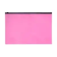 Папка-конверт на ZIP-молнии A4, 180 мкм, Calligrata Pastel, полупрозрачная, чёрная молния, коралловая