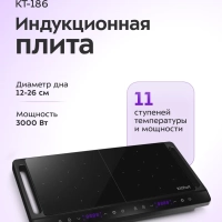 Индукционная плита настольная 2 конфорки КТ-186 - 3000 Вт