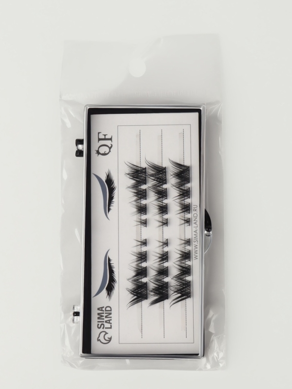 Ресницы накладные пучки СТРЕЛКА 12/14/16мм нейлон черный п/короб QF