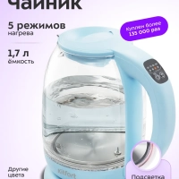 Стеклянный электрический чайник с подсветкой 1.7 л KT-640