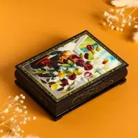 Шкатулка &laquo;Цветы в корзине&raquo;, 10&times;14 см, лаковая миниатюра