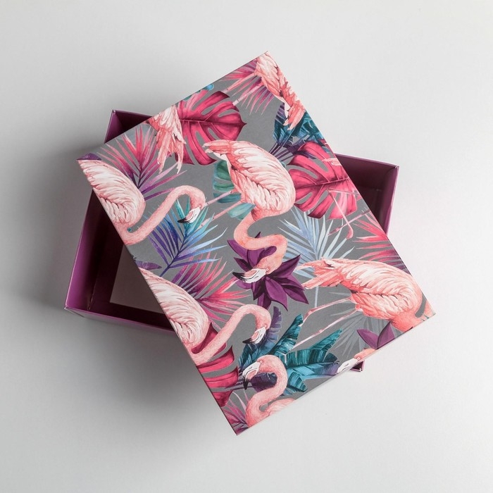 Коробка подарочная складная, упаковка, &laquo;Фламинго&raquo;, 21 х 15 х 7 см