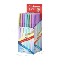 Ручка шариковая ErichKrause R-301 Pastel Stick, узел 0.7 мм, чернила синие, длина линии письма 2000 метров