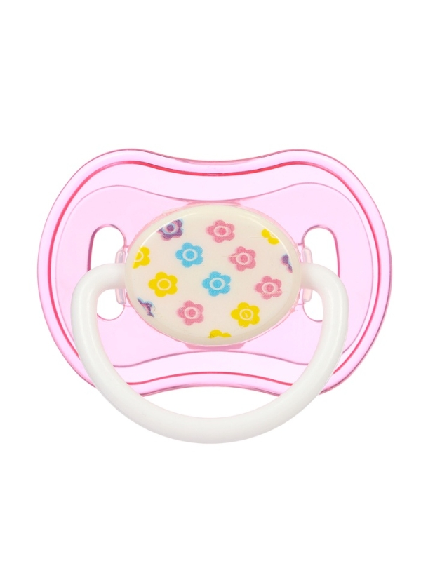 Пустышка ортодонтическая, с колпачком, от 3 мес., цвет розовый/фиолетовый