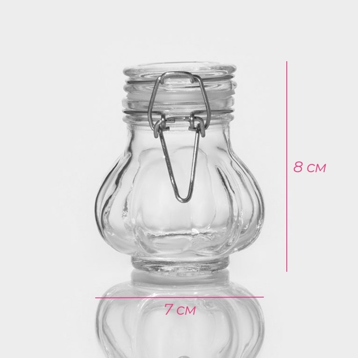 Банка стеклянная для хранения сыпучих продуктов Доляна &laquo;Чеснок&raquo;, 100 мл, 7&times;8 см, с бугельным замком