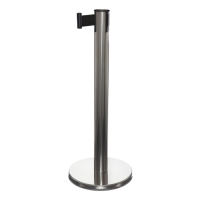 Стойка ограждения сер с вытяжной лентой-180см ЧЕРНОЙ,высота-90см,d- 6см,напольный d-32см Стойка ограждения сер с вытяжной лентой-180см ЧЕРНОЙ,высота-90см,d- 6см,напольный d-32см