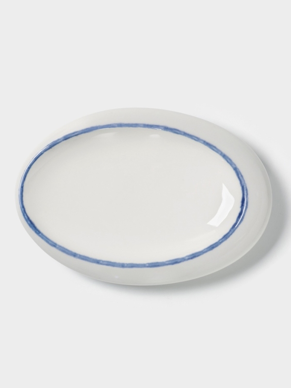 Блюдо овальное Blue Lagoon Magistro 21&times;14.4&times;3.5 см, белое, синий