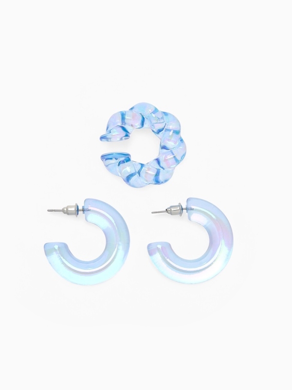 Набор серьги и каффы 3 шт &laquo;Нежность&raquo; косичка, цвет голубой в серебре