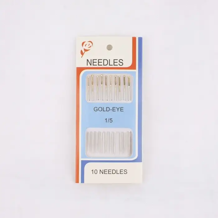 Иглы швейные №1/5, d=0.93 мм, 5 см, с золотым ушком, 10 шт.