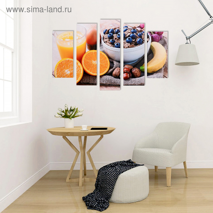 Модульная картина "Летний завтрак" (2-23х52; 2-24х70; 1-24х80) 120х80см