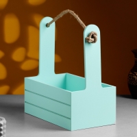 Кашпо деревянное 25.5&times;15&times;30 см "Аром", ручка канат, Мятный