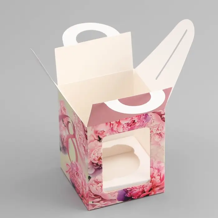 Коробка для 1 капкейка, &laquo;8 марта&raquo;, 9.2&times;9.2&times;11.1 см