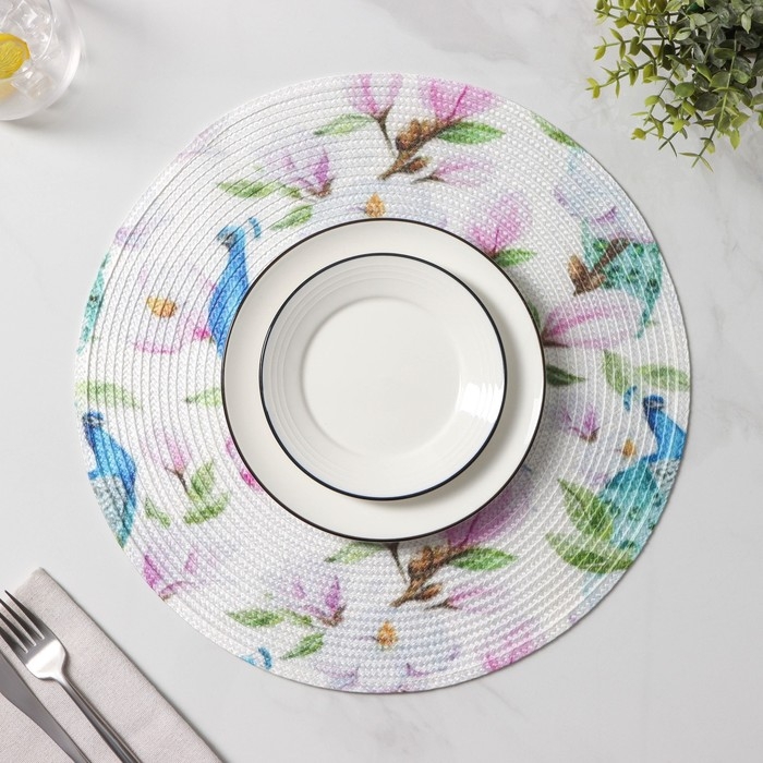 Салфетка сервировочная на стол Доляна &laquo;Пауло&raquo;, d=38 см, цвет белый