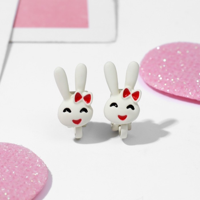 Клипсы детские &laquo;Выбражулька&raquo; зайчики, цвет белый