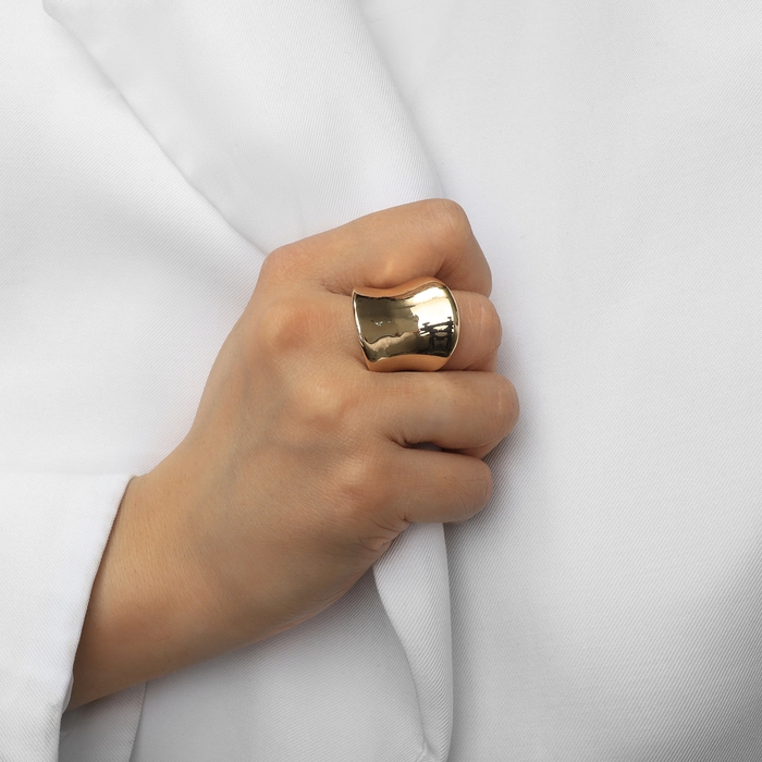 Кольцо металл &laquo;Тренд&raquo; вогнутое, цвет золото, размер 17