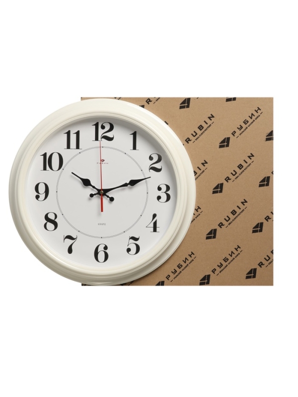 Часы настенные, интерьерные "Рубин", бесшумные, d-35 см, корпус белый
