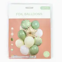 Воздушные шары "Зеленые грани" фольга, латекс, набор 12 штук