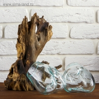 Вазон стекло на дереве "Двойное великолепие" 40х24х17 см