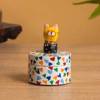 Сувенирная шкатулка &laquo;Котик&raquo;, 4.5&times;4.5&times;6.5 см, дерево, разноцветная