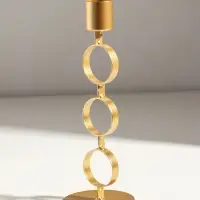 Подсвечник металл на 1 свечу "Три кольца" d=2,5 см золото 7,5х7,5х21 см