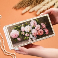 Шкатулка &laquo;Пионы&raquo;, белая, 11&times;22 см, лаковая миниатюра