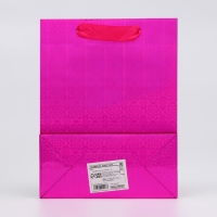 Пакет подарочный, фольгированный, упаковка, с окном "Сердце", "Розовый", S 23,5 х18 х 8,5 см