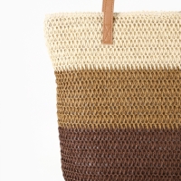 Сумка пляжная Полосы, 47*12*35, отд на молнии, подкладка, беж/коричневый