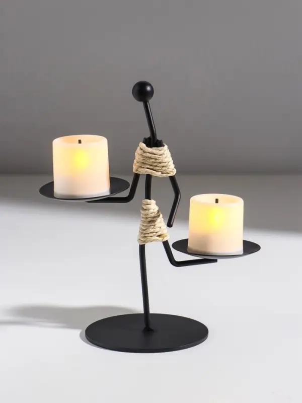 Подсвечник металл на 2 свечи "Абориген жонглёр" d=6 см 16х8х16 см