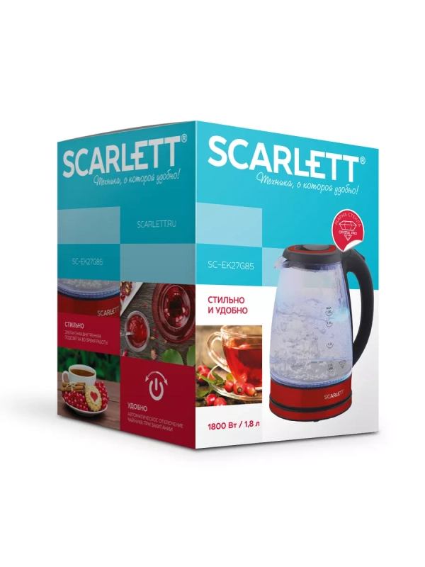 Чайник электрический стеклянный с подсветкой 1,8л SC-EK27G85