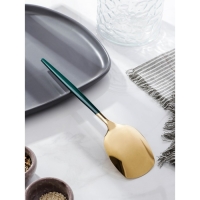 Лопатка из нержавеющей стали Magistro «Грэйс», длина 26 см, цвет ручки зелёный, цвет головы золотой Лопатка из нержавеющей стали Magistro «Грэйс», длина 26 см, цвет ручки зелёный, цвет головы золотой