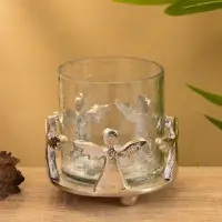 Подсвечник со стеклом "Ангелочки" алюминий 11х11х11 см