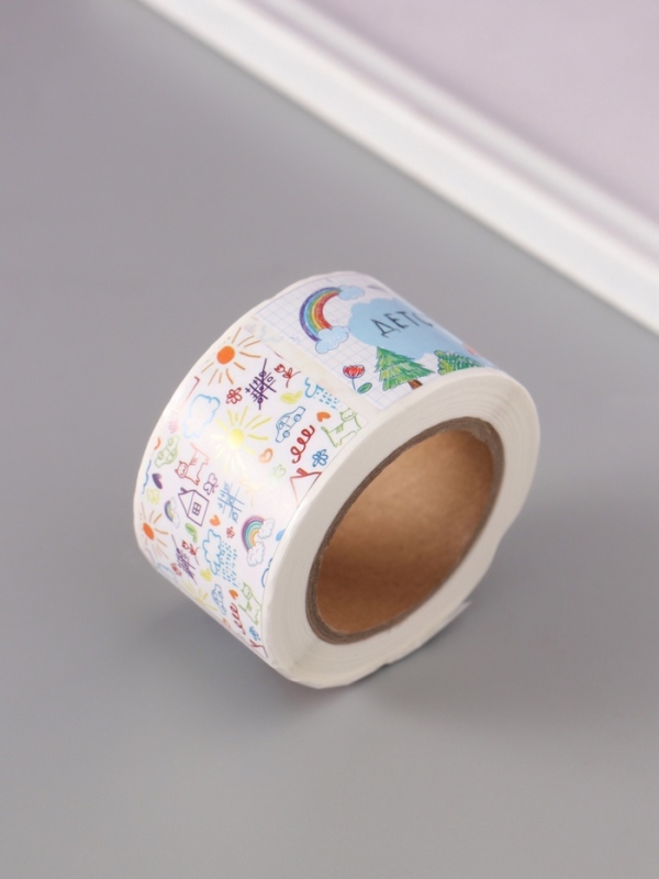 Наклейка бумага "Детские рисунки" 3х5 см 200 шт в рулоне