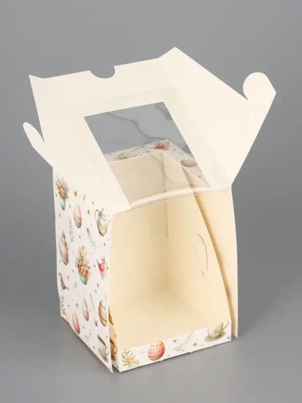 Коробка подарочная пасхальная с окном &laquo;Пасхальное чаепитие&raquo; 9.5&times;9.5&times;12.5 см