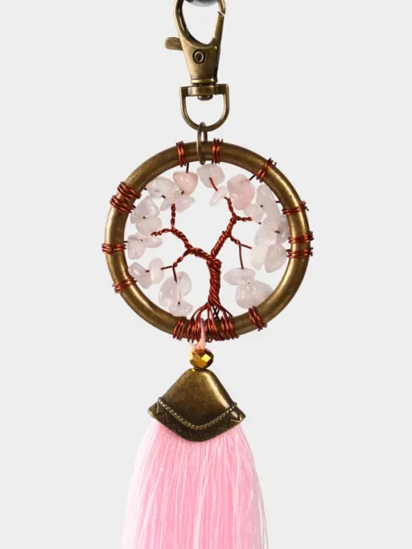 Брелок ловец снов "Великое древо" 19 см, цв. нежно-розовый