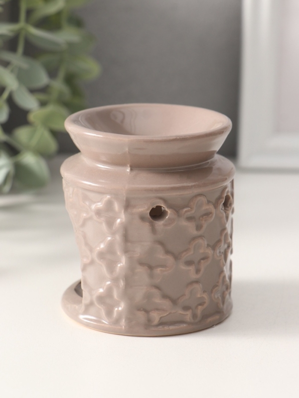 Аромалампа керамика "Крестики" серая 7х7х7,7 см