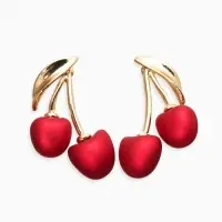 Серьги жемчуг "Вишня", цвет красный в золоте