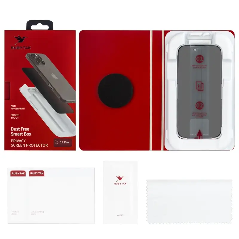 Защитное стекло RUBYTAK iPh 14 Pro Privacy с аппликатором