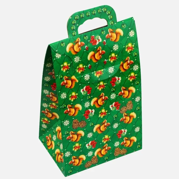 Подарочная коробка новогодняя Сумочка мини &laquo;Потерн праздничный грильяж&raquo; 140&times;100&times;223 см