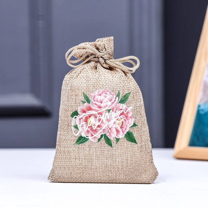 Мешок подарочный с термонаклейкой "Цветы" 10 x 14 см  набор 5шт 9924387