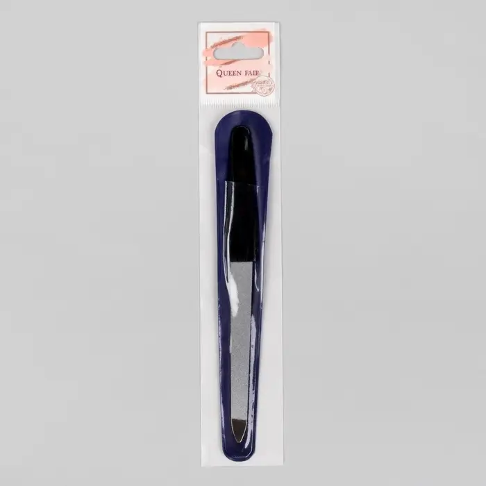 Пилка металлическая для ногтей, 15 см, в чехле, цвет серебристый, чёрный