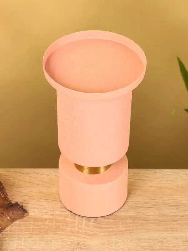 Подсвечник на 1 свечу текстурный "Пудровый" 10,5х10,5х19 см