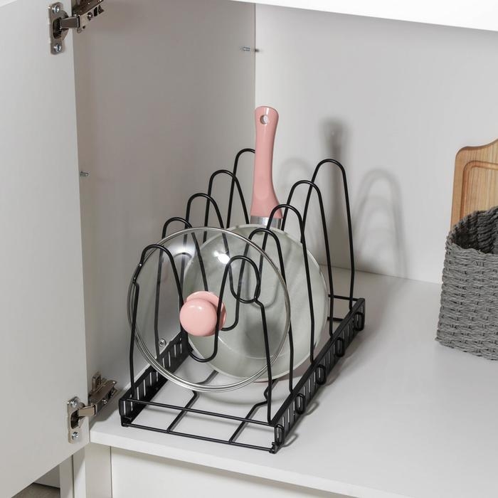 Подставка для сковородок Доляна, 25&times;22&times;38 см, цвет чёрный