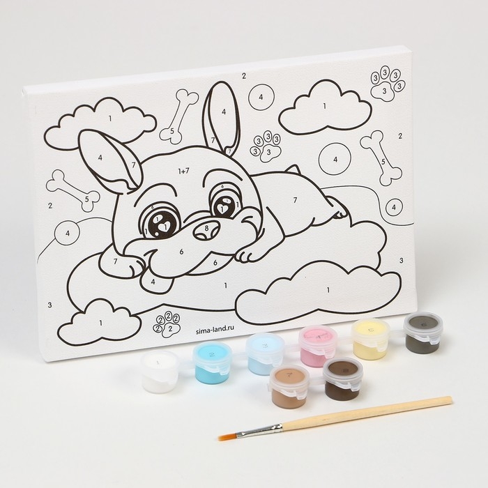 Картина по номерам для детей &laquo;Щенок на облачке&raquo;, 21 х 15 см