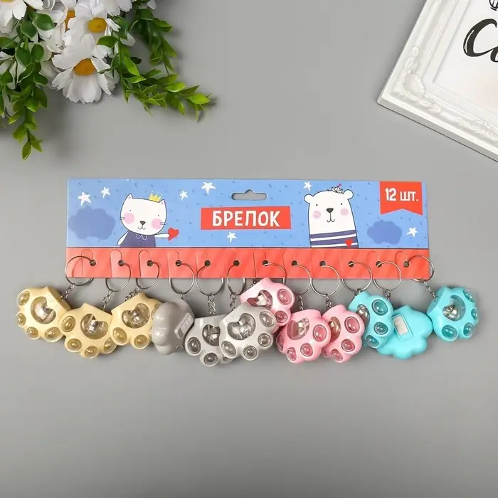 Фонарик свет на кольце "Лапка" МИКС 4х5х2 см