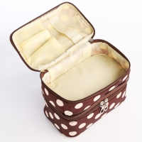 Косметичка, 2 отдела на молниях, цвет коричневый/бежевый